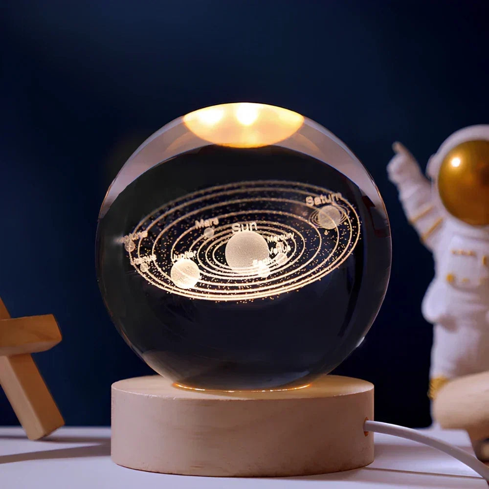 Cosmic Crystal Ball Night Light with LED Color Display | 25 Space Designs | USB Powered Galaxy Sphere Lamp for Bedroom, Living Room & Gift