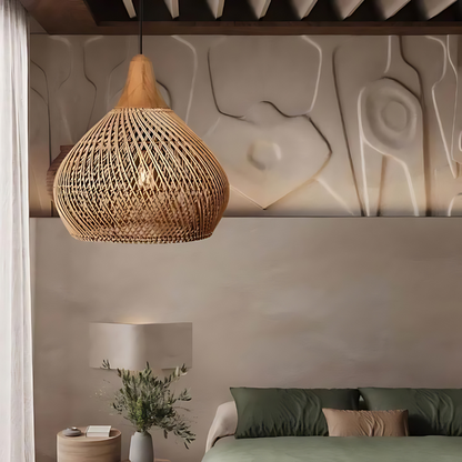 Woven Wicker Ceiling Light 20 in Natural Fiber Shade for Kitchen Island Dining Room Overhead Boho Farmhouse Organic Texture Rope Hanging Fix