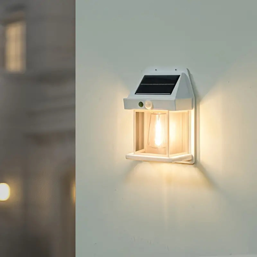 Solar Motion Sensor Wall Light for Outdoor Garden & Patio - Wireless LED Lantern with Auto-On Dusk to Dawn Sensor
