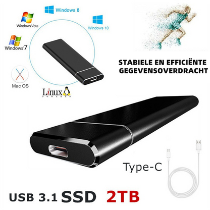 Portable Solid State Drive 520 MB/s USB-C 1TB 2TB Aluminum for Laptop Desktop Mac PC Backup Photo Video Storage