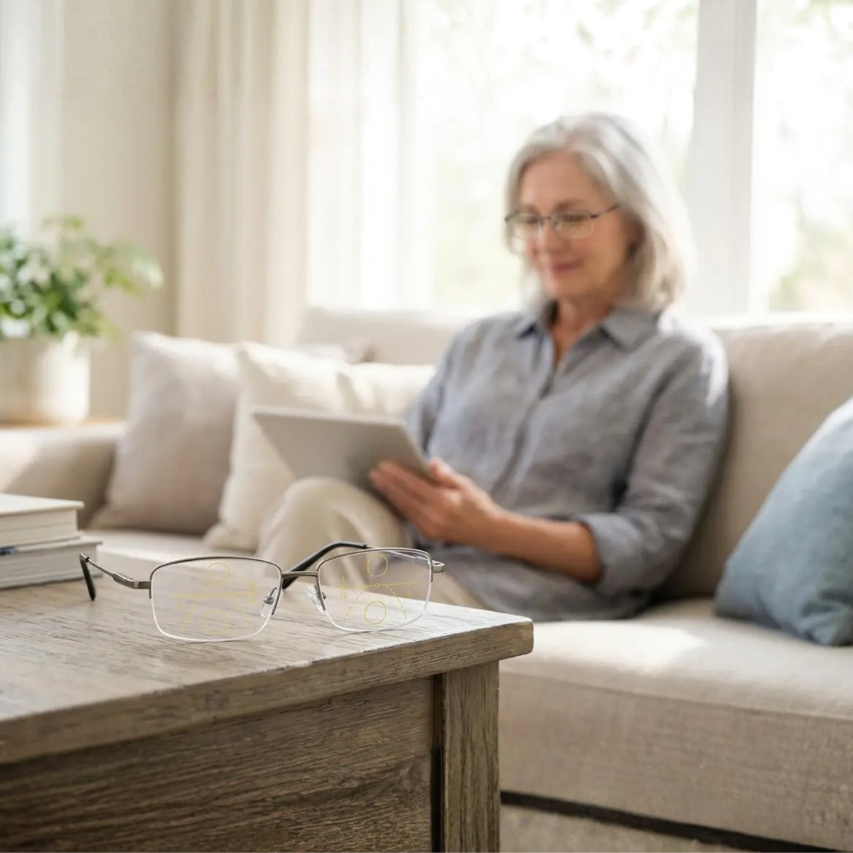 Multifocal Reading Glasses with Blue-Light Filter & Anti-Glare Coating for Reading, Screens & Distance Vision