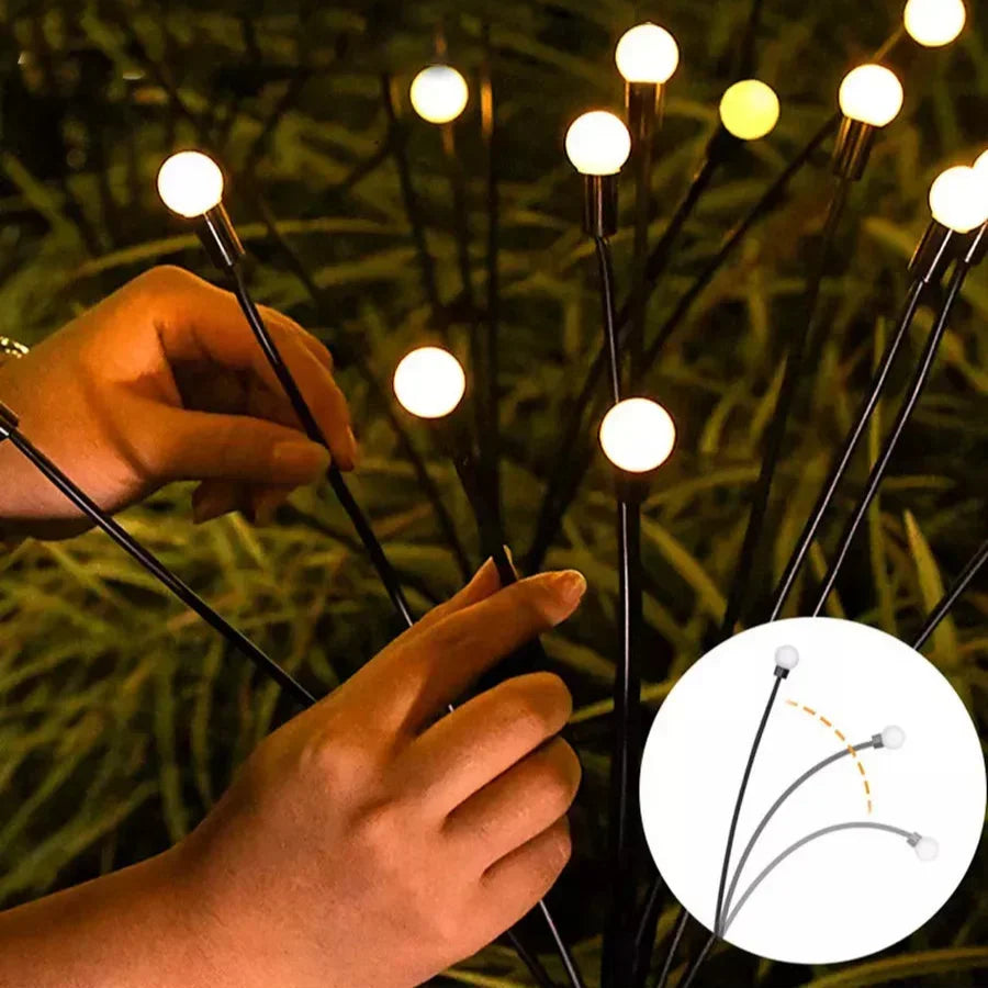 Solar Firefly Stake Light Bendable Branch Design 13 in Tall Outdoor Path Illumination Yard Accent Warm Glow LED No Wiring Dusk-to-Dawn Senso