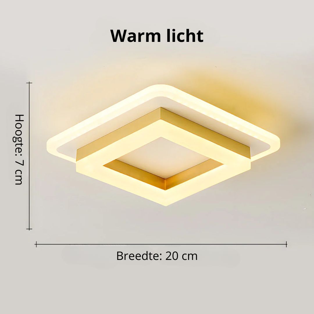Square Flush Mount LED Ceiling Light 1920 Lumens for Bedroom Hallway Living Room Modern Geometric Low Profile Black White Layered Design Con