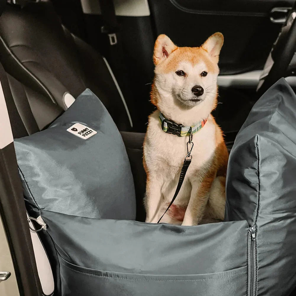 Padded Dog Car Seat Booster with Safety Harness & Side Bolsters – Waterproof Washable Pet Travel Carrier for Cars, SUVs & Travel