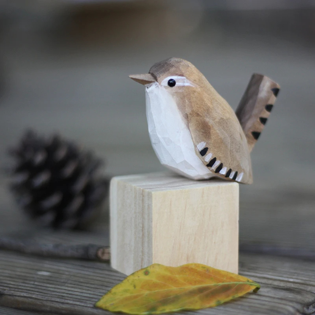 Hand-Carved Wooden Bird Figurine for Shelves, Mantels & Home Décor – Sustainable Balsa Wood Sculpture