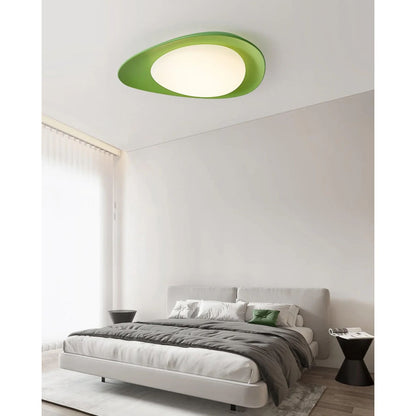 Organic Resin LED Flush Mount Light Green Beige for Bedroom Living Room Dining Room Modern Overhead Lighting Nature-Inspired