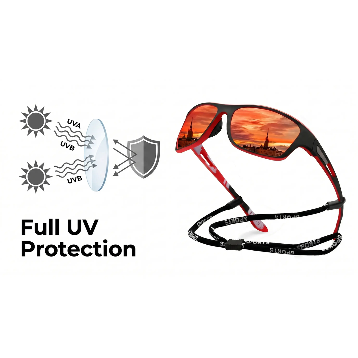 Wraparound Athletic Sunglasses with Polarized UV-Blocking Lenses for Running Cycling Hiking Men Women Outdoor Sports Eyewear