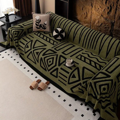 Sofa Throw Blanket with Non-Slip Grip — Jacquard Weave Pet-Proof Furniture Protector for Sectionals, Couches & Loveseats