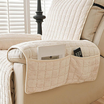 Quilted Recliner Slipcover with Storage Pocket – Microfiber Furniture Protector for Living Room, Family Room & Den – Anti-Slip Chair Cover