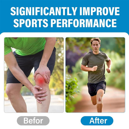 Pre-Cut Kinesiology Tape for Knee Support – 150% Stretch Cotton Athletic Tape for Pain Relief & Stability During Sports & Daily Activity
