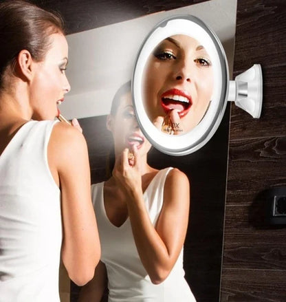 Makeup Mirror 10x Magnification LED Light Suction Cup