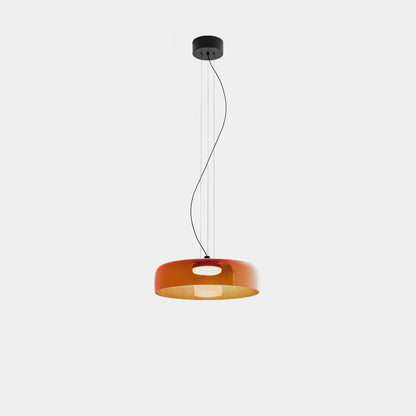 Layered Glass Hanging Light 16.5 in Orange for Kitchen Island & Dining Table – Adjustable Cord Suspension Fixture LED Included Modern Scandi