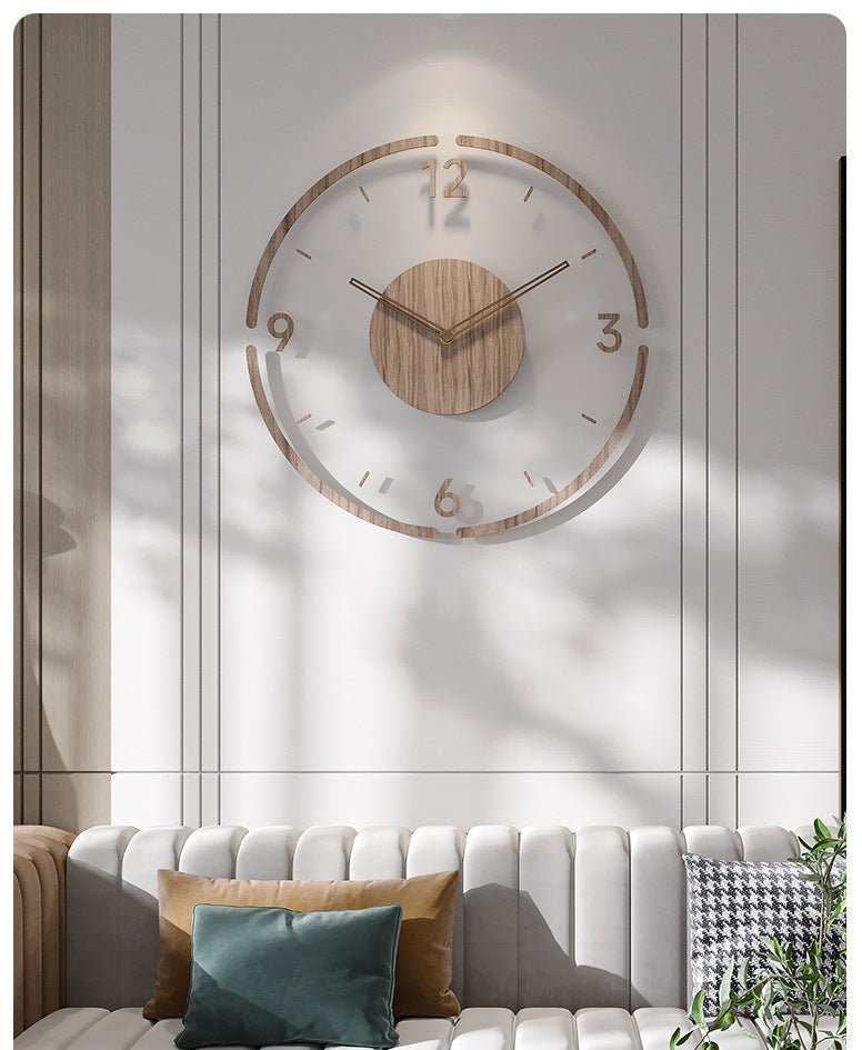 13.8-Inch Round Wooden Wall Clock with Silent Movement – Natural Wood Grain Finish for Living Room, Bedroom, Office – Nordic Minimalist