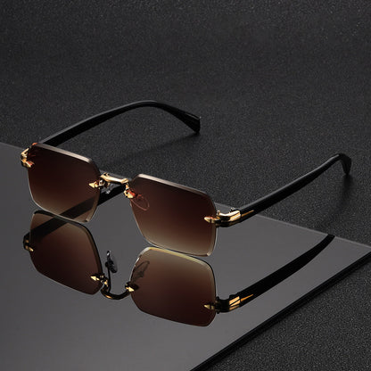 Rimless Square Frame Reading Glasses for Men – Lightweight Metal & Plastic Eyewear for Everyday Wear