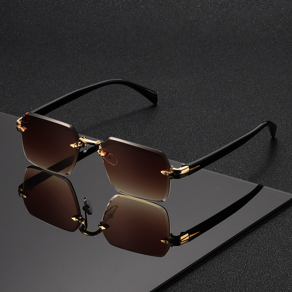 Rimless Square Eyeglasses for Men – Lightweight Metal Frame with Modern Minimalist Style