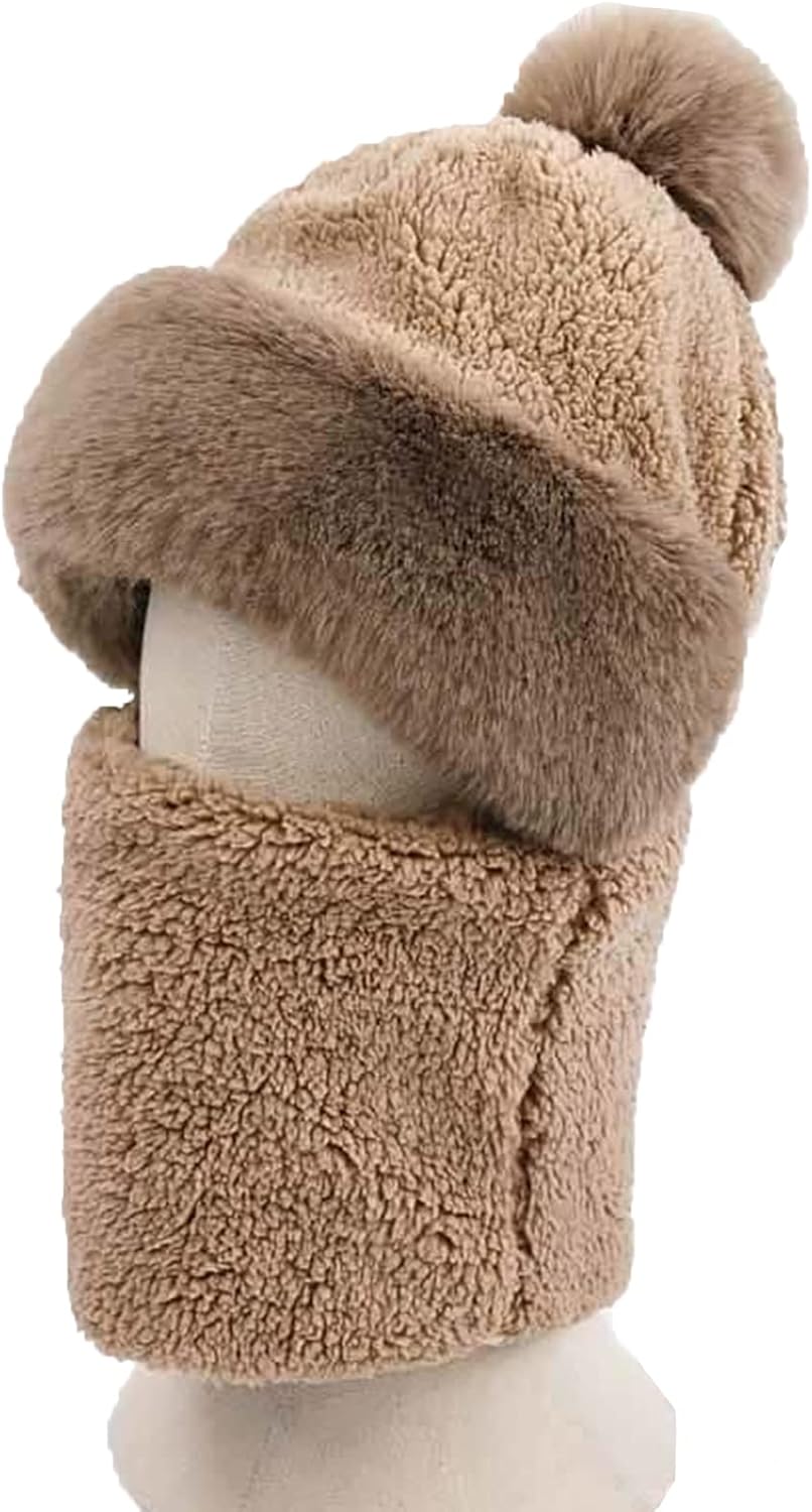 Beanie & Scarf Set Double-Layer Plush Windproof