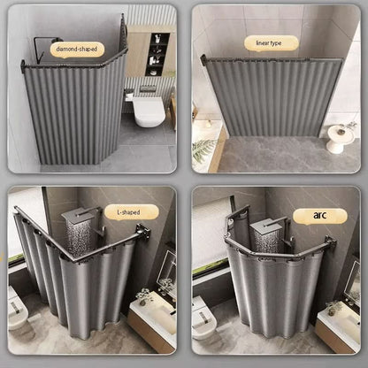 Foldable Shower Curtain Rod Divider Set