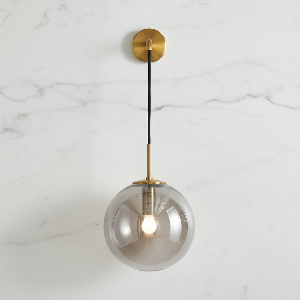 Glass Cylinder Wall Light Fixture Black or Gold Finish for Hallway Bedroom Living Room Entryway Contemporary Indoor Lighting