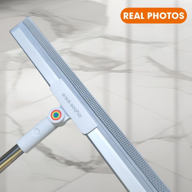 Dual-Action Floor Squeegee with Rubber Edge & Soft Bristles for Pet Hair Removal