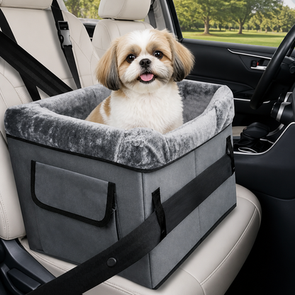 Ortekor Washable Foldable Elevated Booster Dog Car Seat (With Storage Bag)