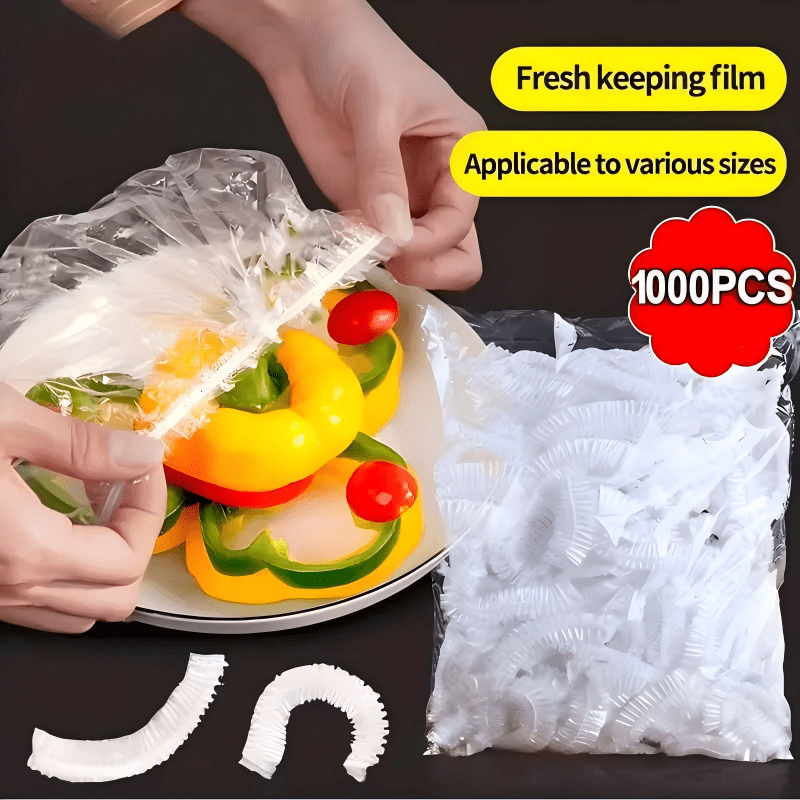Stretchy Food Storage Covers for Plates & Bowls – 1000-Pack Disposable PE Lids for Kitchen, Fridge & Meal Prep