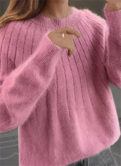 Luxe Cashmere Knit Sweater for Women – Soft Pullover Top for Fall & Winter, Versatile Everyday Layering Piece