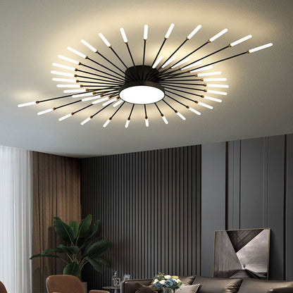Starburst Dimmable LED Ceiling Light Flush Mount Black Gold Metal Acrylic Indoor Modern Fixture for Bedroom Living Room Dining Room
