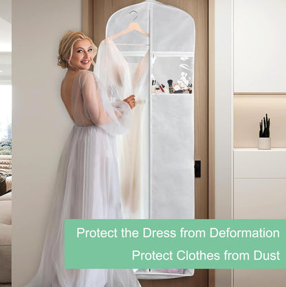 Bridal Gown Garment Bag 70 Inch Full-Length with Shoe Pockets for Wedding Dress Ball Gown Formal Wear Travel Storage Bridesmaid Dress Pagean