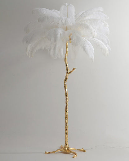 Tropical Feather Standing Lamp 63 in Tall Palm Tree Style Ambient Floor Light for Bedroom Living Room Decorative Accent Lighting