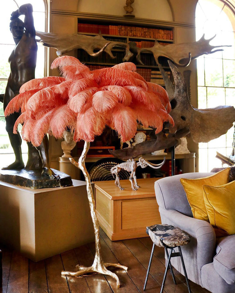 Tropical Feather Standing Lamp 63 in Tall Palm Tree Style Ambient Floor Light for Bedroom Living Room Decorative Accent Lighting
