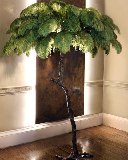 Tropical Feather Standing Lamp 63 in Tall Palm Tree Style Ambient Floor Light for Bedroom Living Room Decorative Accent Lighting