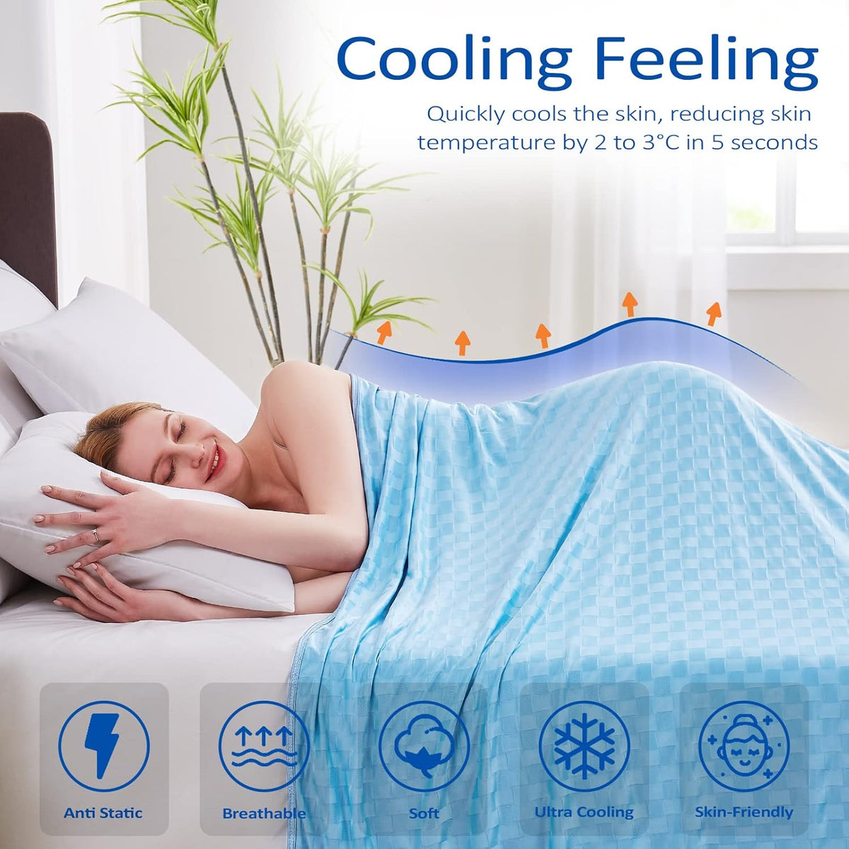 ChillEase | Manta refrescante con tecnología Arc-Chill para quienes pasan calor al dormir | Suave y transpirable para un confort durante todo el año
