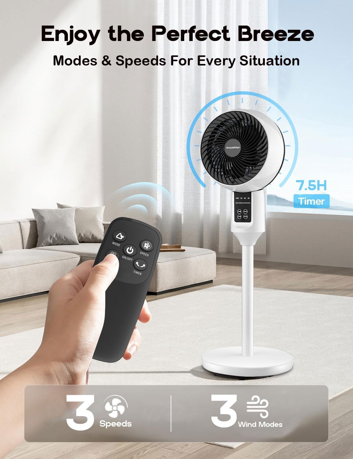 Height-Adjustable Pedestal Fan with 3D Oscillation – Quiet Cooling for Bedroom, Office & Living Room