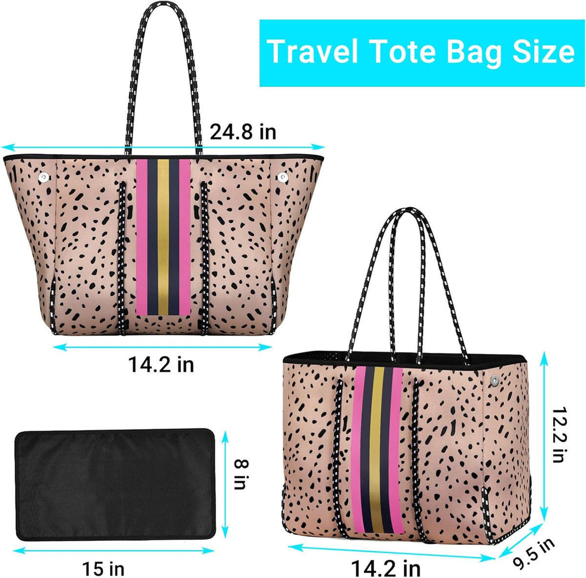 Ortekor beach Tote Bag | Large Beach Bag with Inner Pocket for Easy Organization