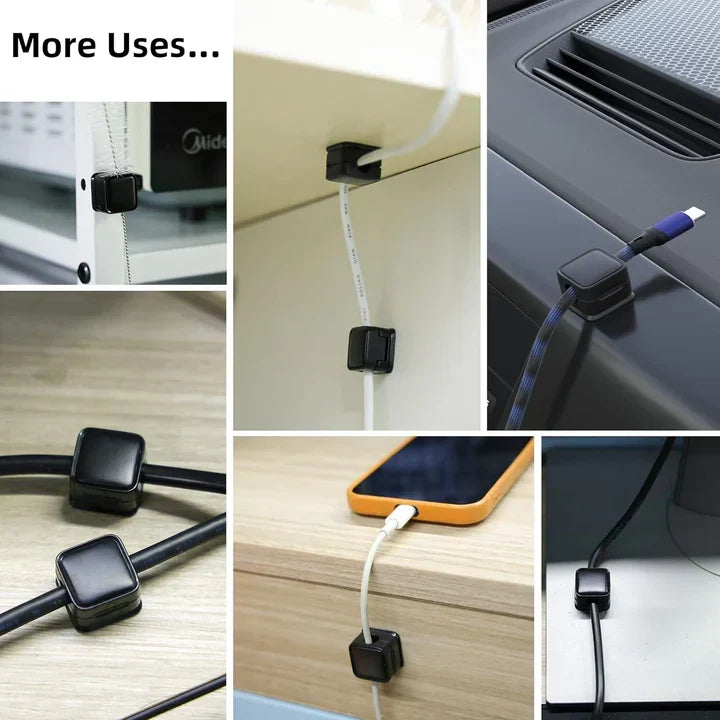 Wire Organizer Clips with Strong Magnet, 3-Pack for Desktop Cord Management, USB Cable Holder for Home Office & Desk