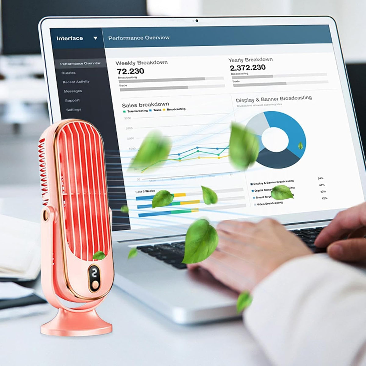 Rechargeable Portable Desk Fan with 720° Rotation & 8-Hour Battery – Quiet USB Travel Cooling Fan for Home, Office & Camping