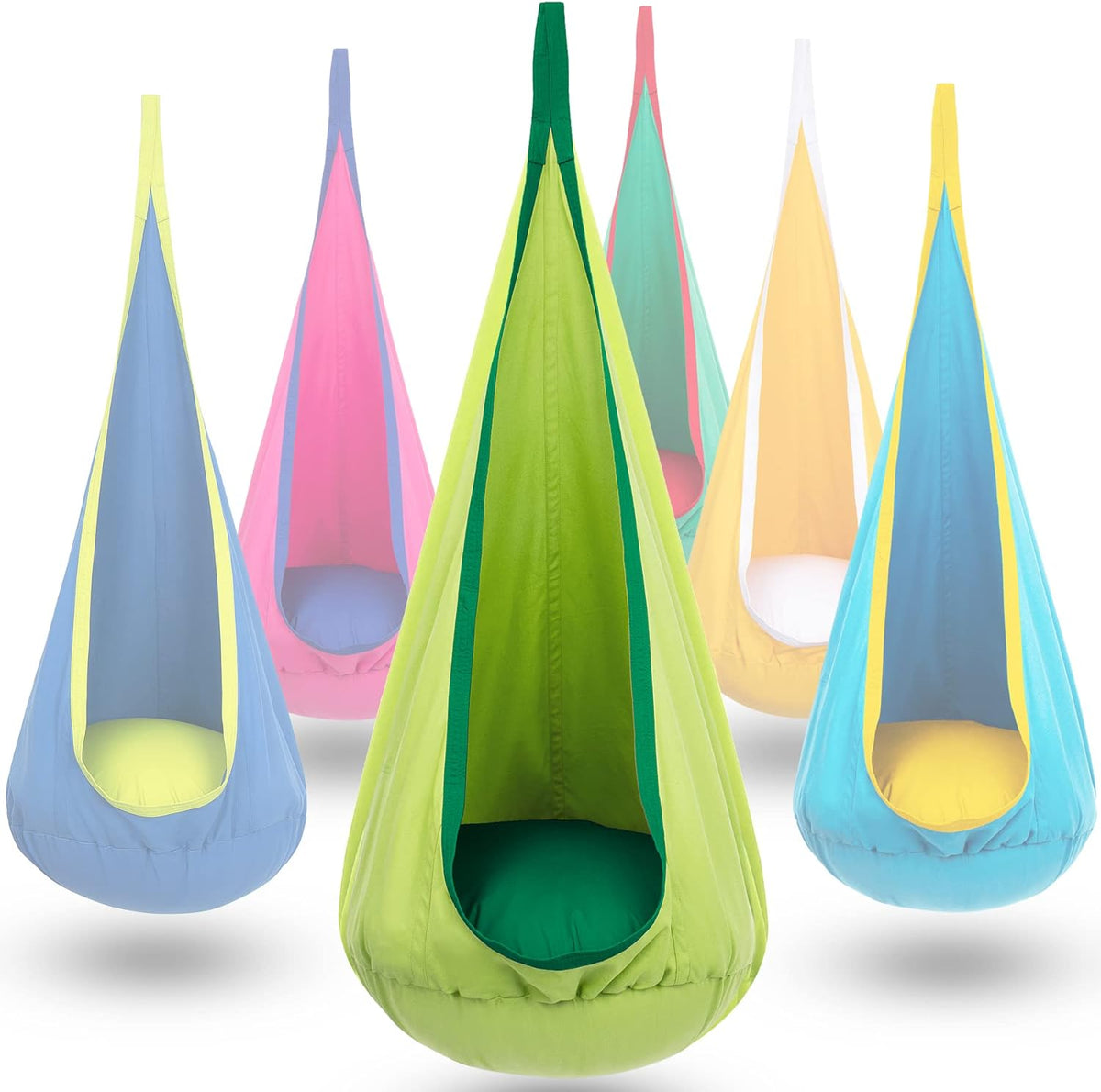 Hanging Pod Chair for Kids and Adults – Cozy Fabric Swing Seat for Indoor and Outdoor Relaxation, Reading Nook