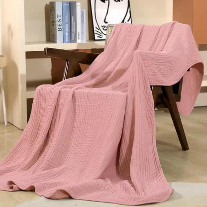 Lightweight Cotton Gauze Throw Blanket – Breathable Summer Layer for Bed, Couch & Chair – Natural Organic Fabric – Soft All-Season Cover