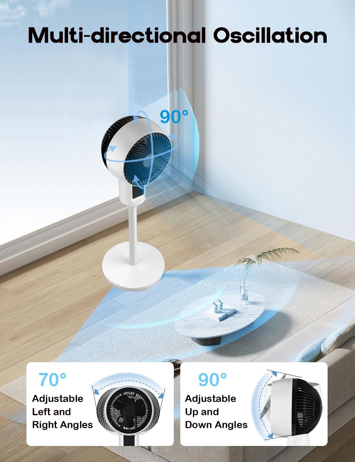 Height-Adjustable Pedestal Fan with 3D Oscillation – Quiet Cooling for Bedroom, Office & Living Room