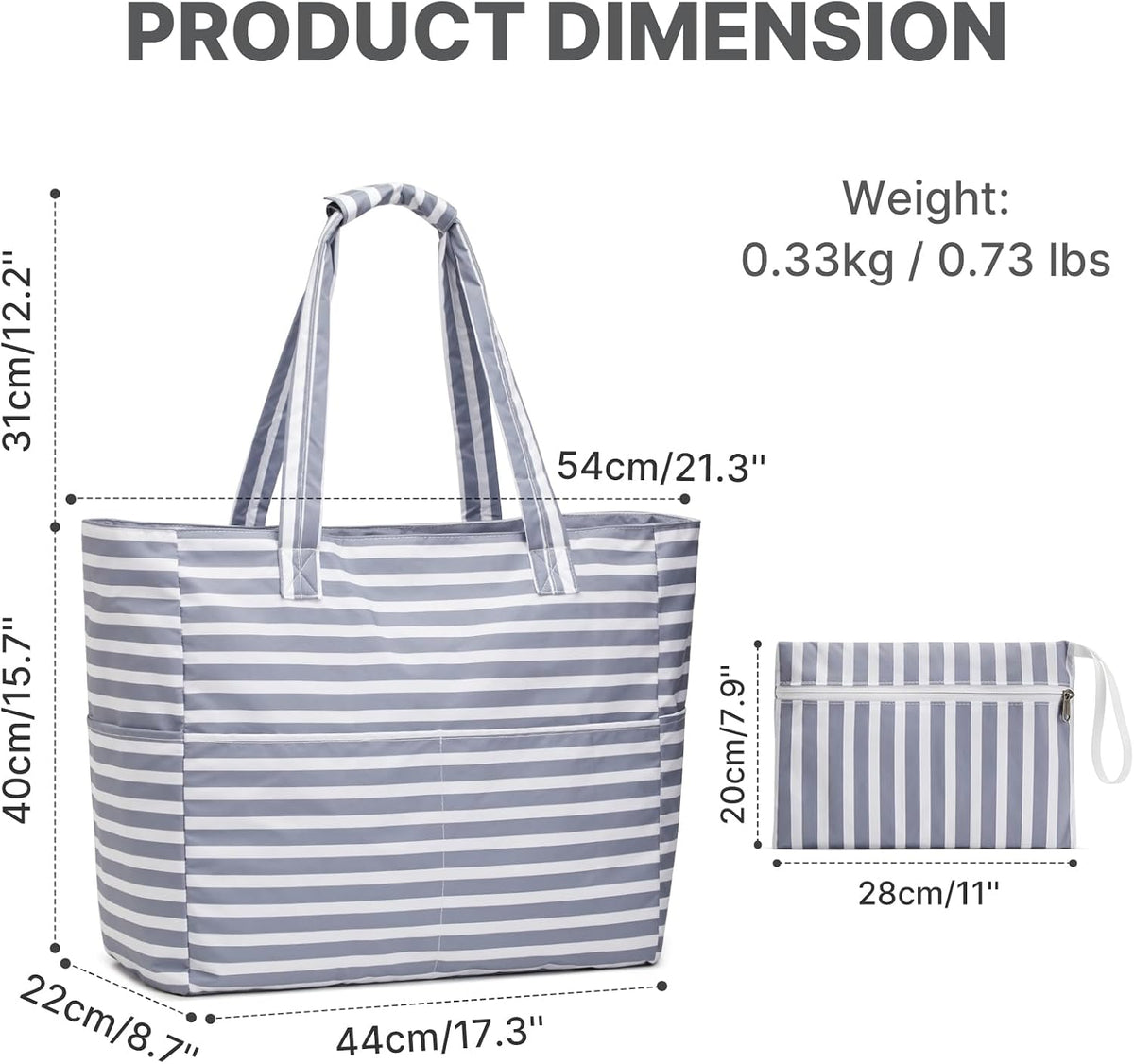 Ultimate Beach Tote Bag | Waterproof & Sandproof Large Bag with Zipper | Foldable Design for Easy Travel and Storage