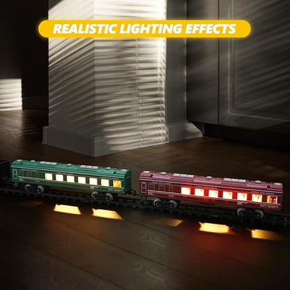 Electric Train Set for Kids with Lights and Sounds, Battery Operated Toy Train with Steam Effects, Railway Toy Set