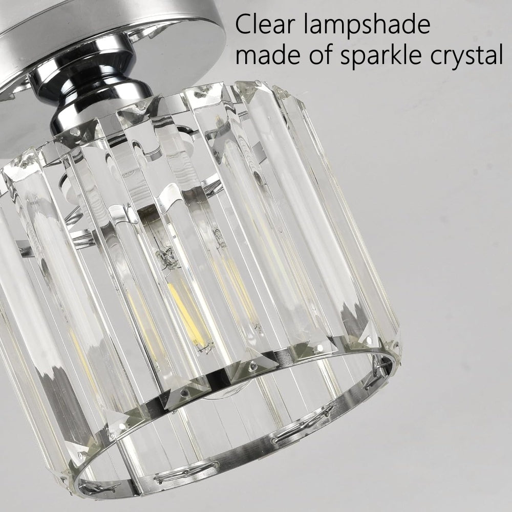 Flush Mount Crystal Light Fixture E27 Socket Black Gold for Bedroom Living Room Hallway Indoor Home Décor Compact Reflective Shade Elegant A