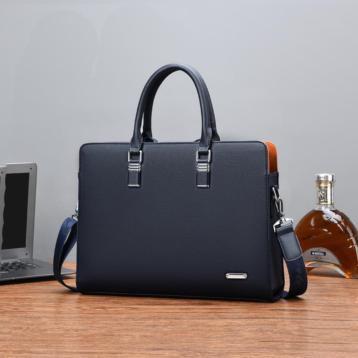 Executive Leather Briefcase, Padded Laptop Briefcase for Men, Genuine Leather Laptop Bag and Work Bag with Strap