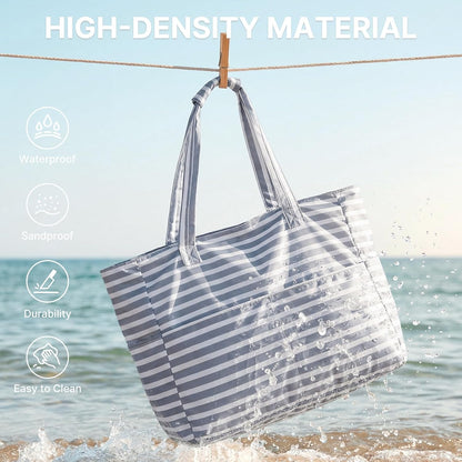 Bolsa de playa impermeable y resistente a la arena, bolso de playa plegable con compartimento para ropa mojada, bolsa de playa extragrande para viaje