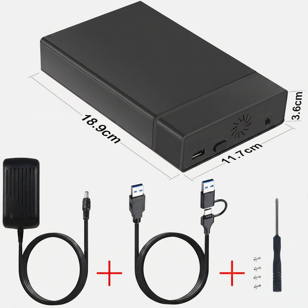 Carcasa para SSD portátil | Estuche para disco duro SATA USB 3.0 con velocidades de transferencia rápidas | Compatible con unidades de 2.5 y 3.5 pulgadas para expansión de almacenamiento