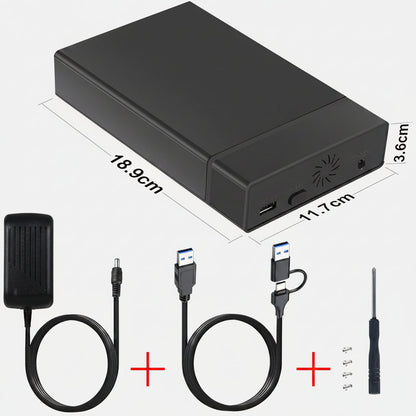 Carcasa para SSD portátil | Estuche para disco duro SATA USB 3.0 con velocidades de transferencia rápidas | Compatible con unidades de 2.5 y 3.5 pulgadas para expansión de almacenamiento