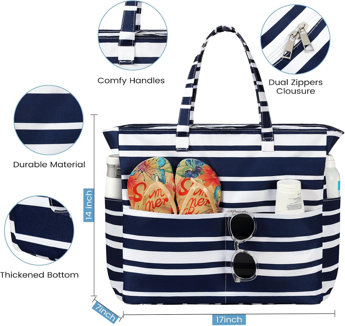 Bolso de playa impermeable Ortekor con cremallera y diseño a prueba de arena | Gran capacidad para viajes y gimnasio