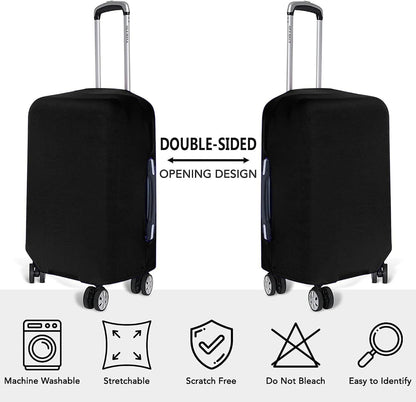 Suitcase Protector 3-Pack Set Elastic Travel Bag Sleeves Tear-Resistant Dust Shield for Carry-On Medium Large Luggage 19-30 Inch Black Hard
