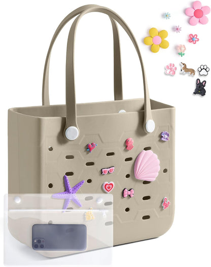 Bolso tote de goma resistente al agua Ortekor con diseño a prueba de arena | Esencial elegante para unas vacaciones de verano divertidas