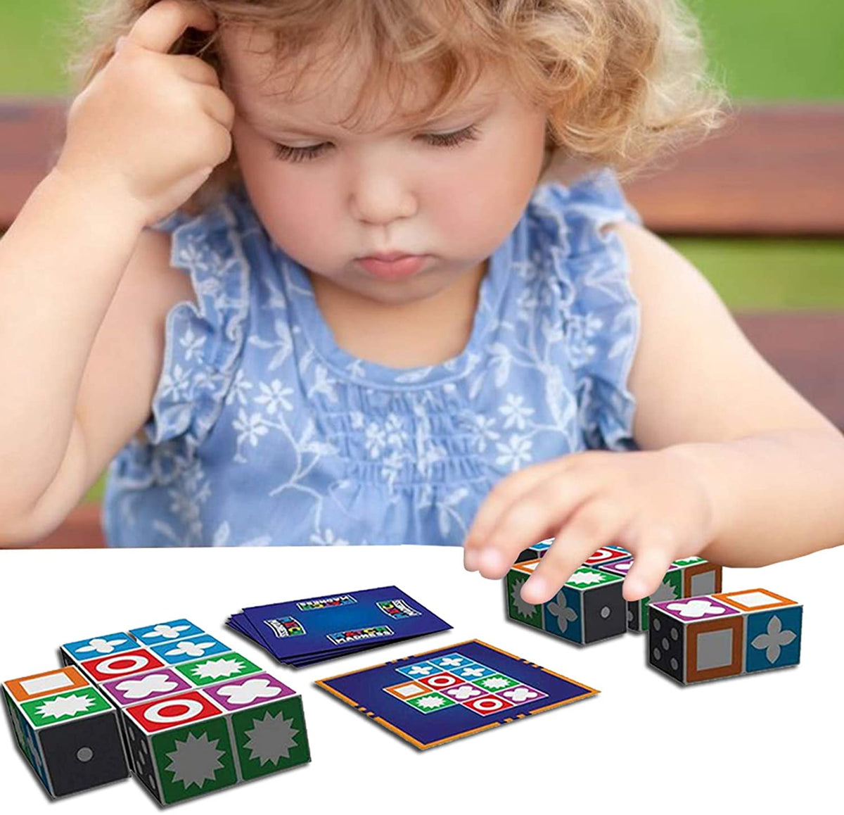 Pattern Matching Block Game for Kids – Educational Puzzle with 20 Blocks & 60 Challenge Cards for Ages 3+